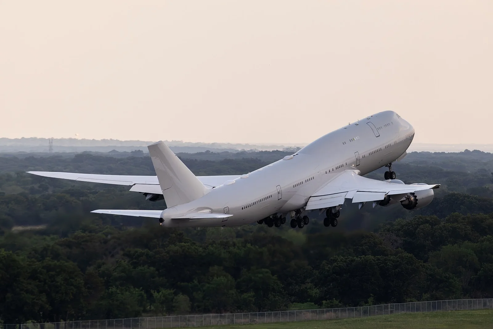 VC-25B aircraft taking off during flight testing in Greenville Texas at Majors Field