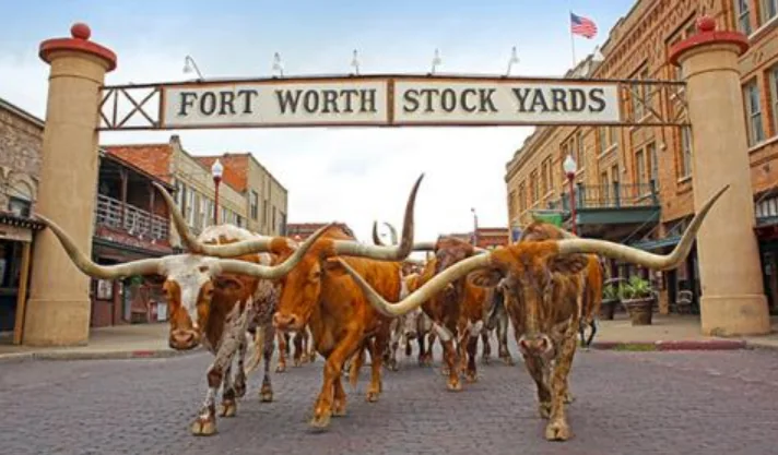 Fort Worth, Texas Fort Worth Stockyards and downtown Fort Worth representing private jet charter from Meacham Airport