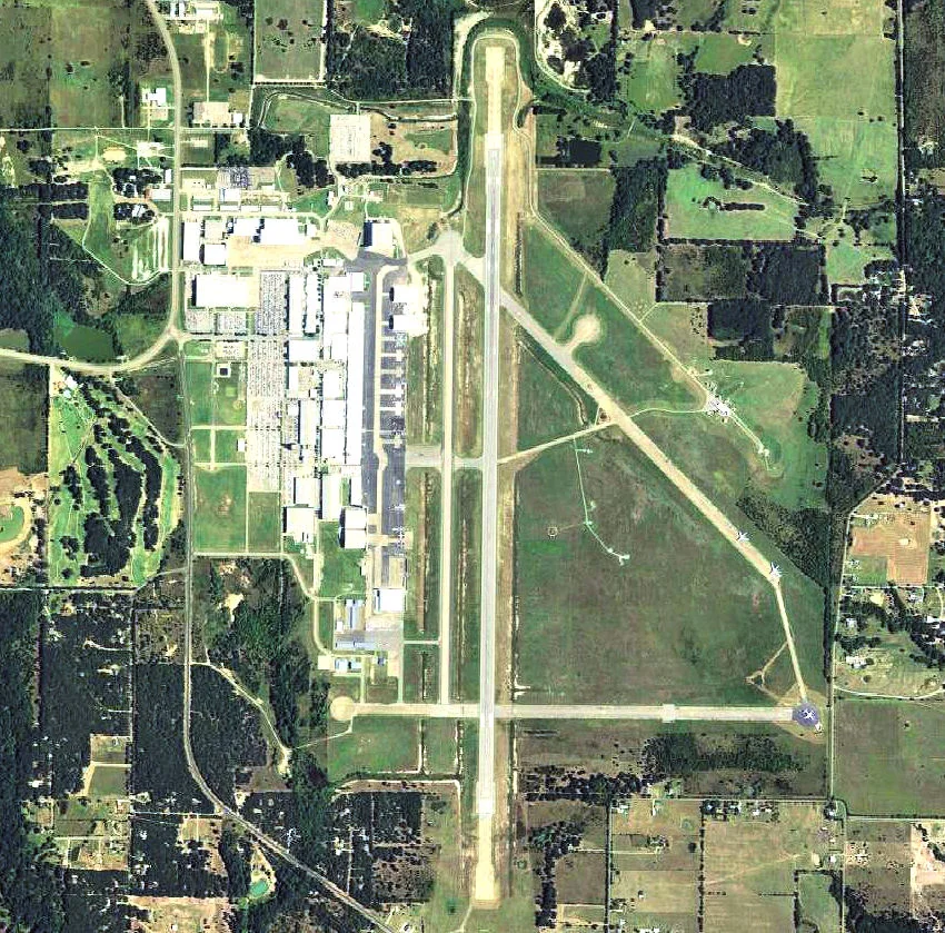 Aerial view of Majors Airport KGVT in Greenville Texas