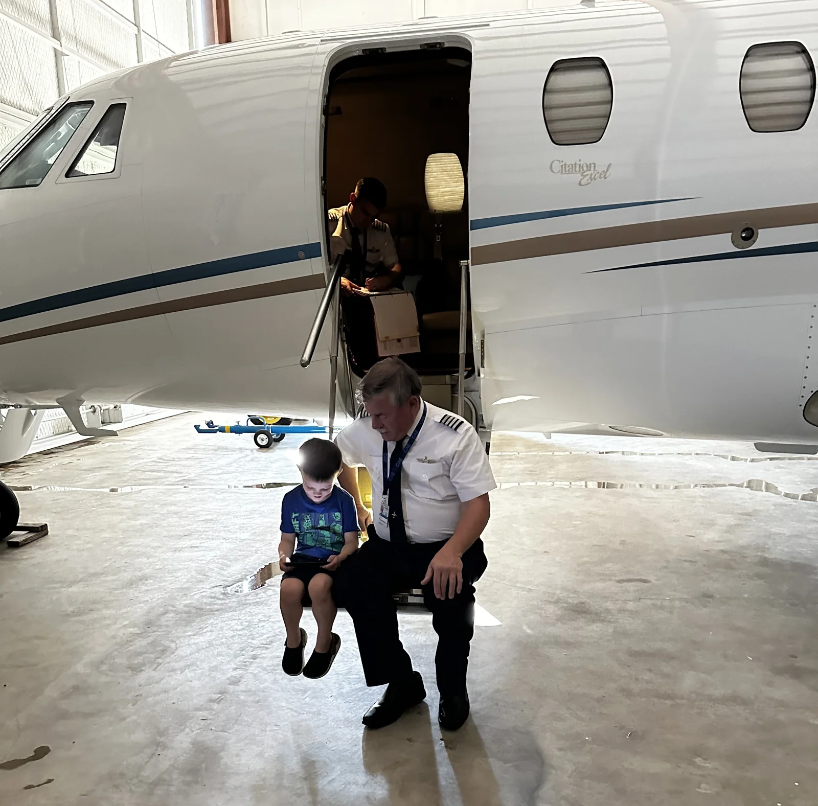 Air Direct two-pilot crew preparing Citation Excel N560AD for a charter departure from KPRX